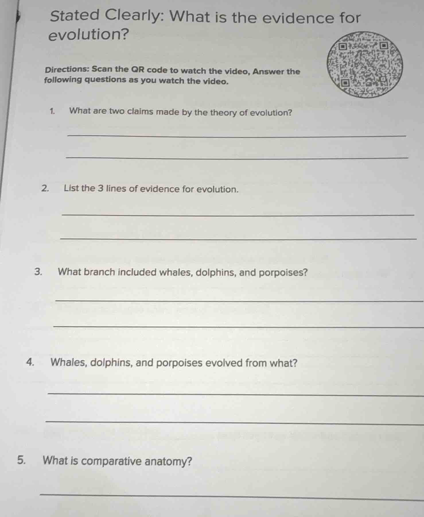 stated clearly: what is the evidence for evolution? directions: scan th…