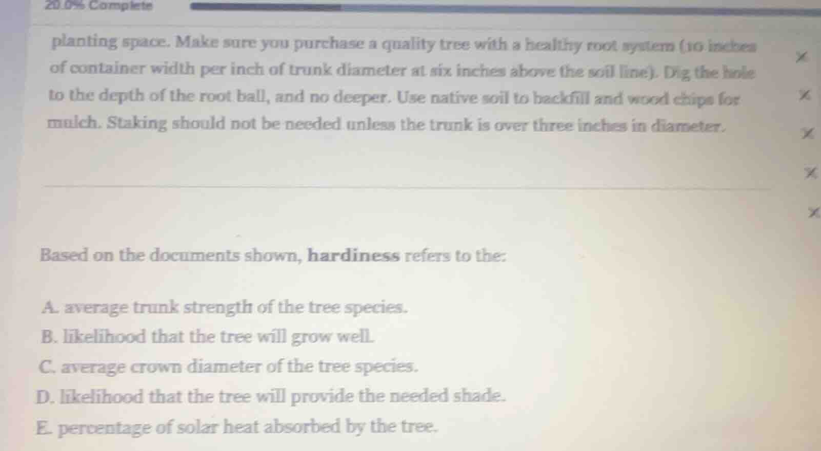 20.0% complete planting space. make sure you purchase a quality tree wi…