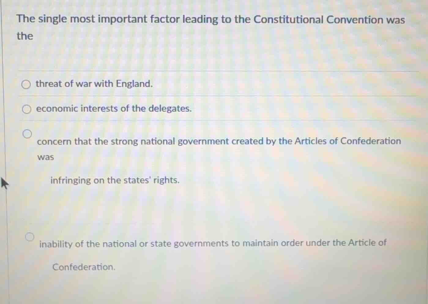 the single most important factor leading to the constitutional conventi…
