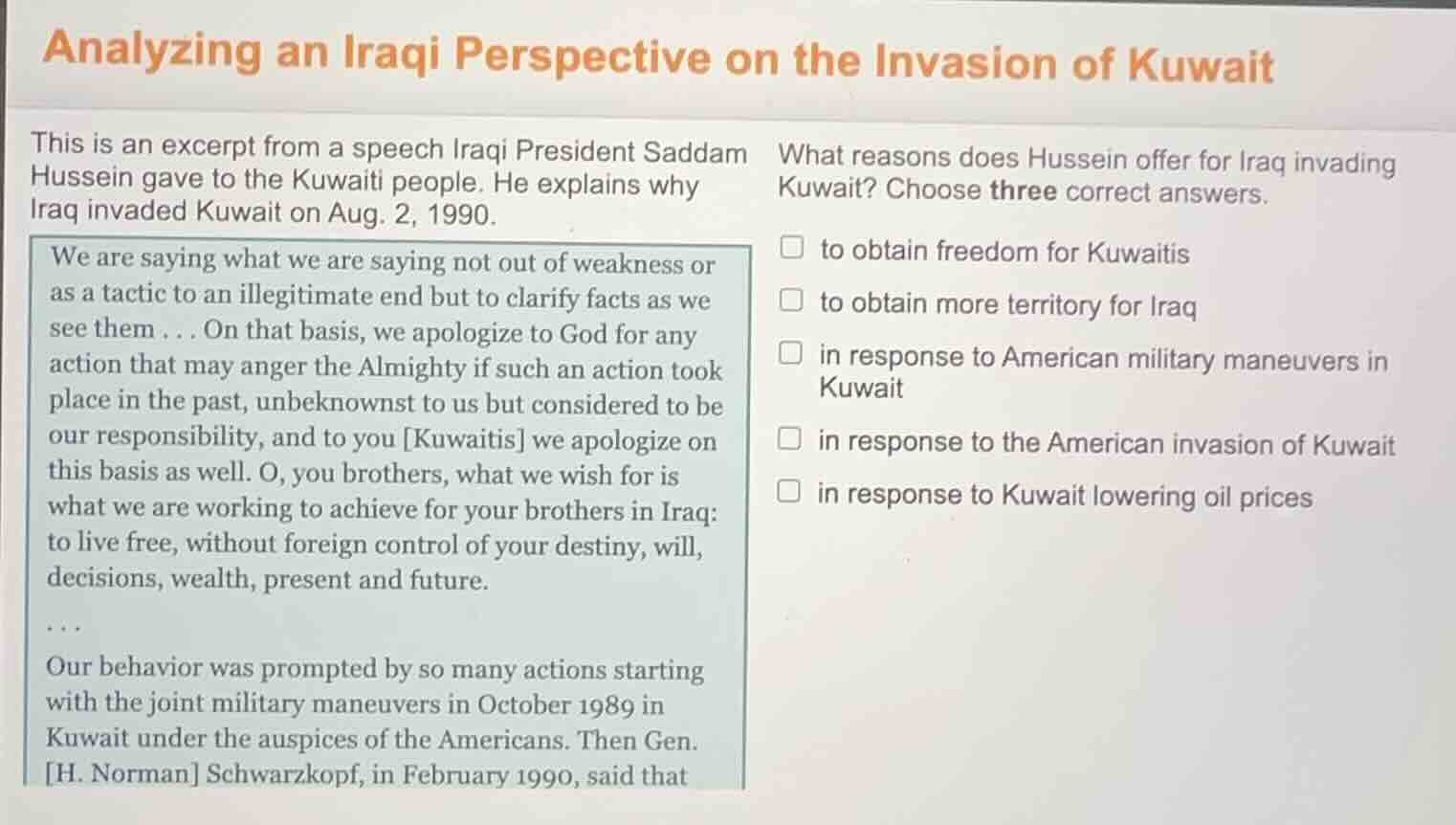 analyzing an iraqi perspective on the invasion of kuwait this is an exc…