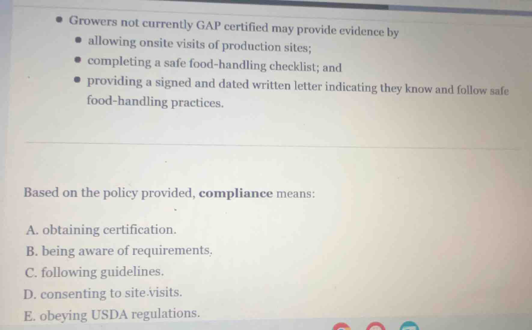 growers not currently gap certified may provide evidence by allowing on…