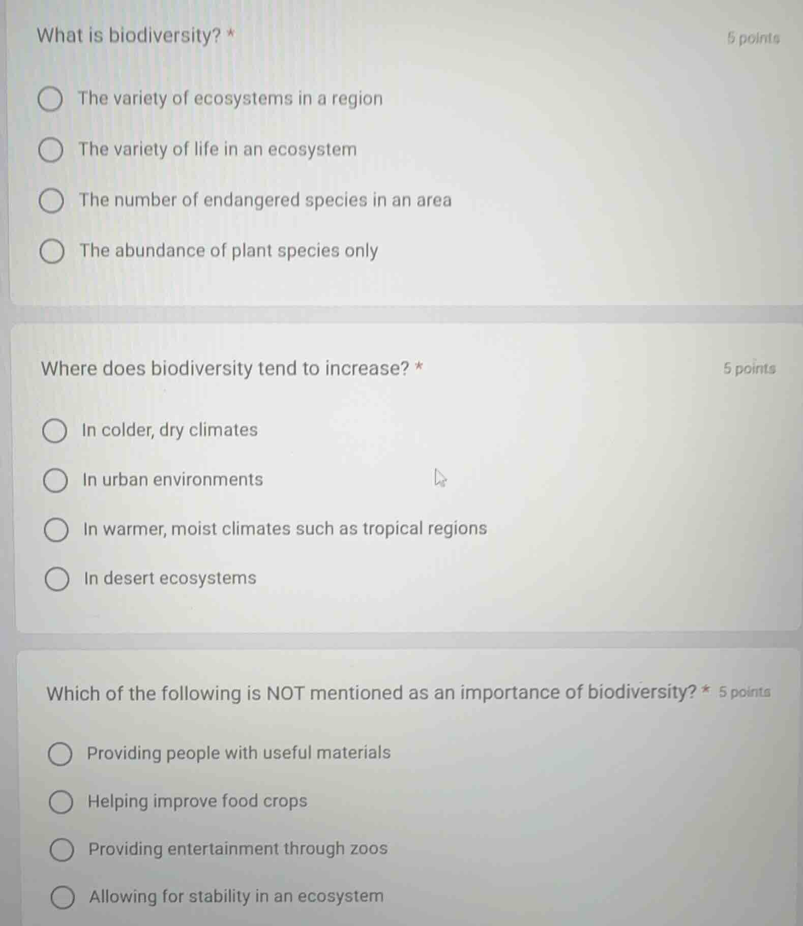 what is biodiversity? * the variety of ecosystems in a region the varie…