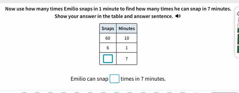 now use how many times emilio snaps in 1 minute to find how many times …
