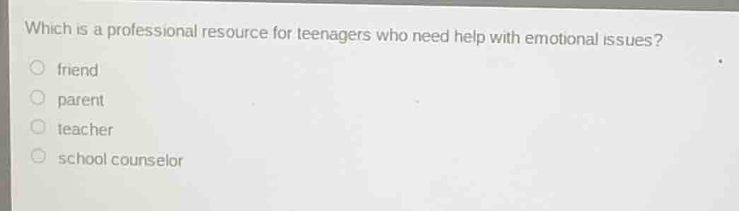 which is a professional resource for teenagers who need help with emoti…