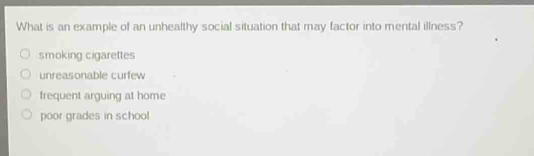 what is an example of an unhealthy social situation that may factor int…