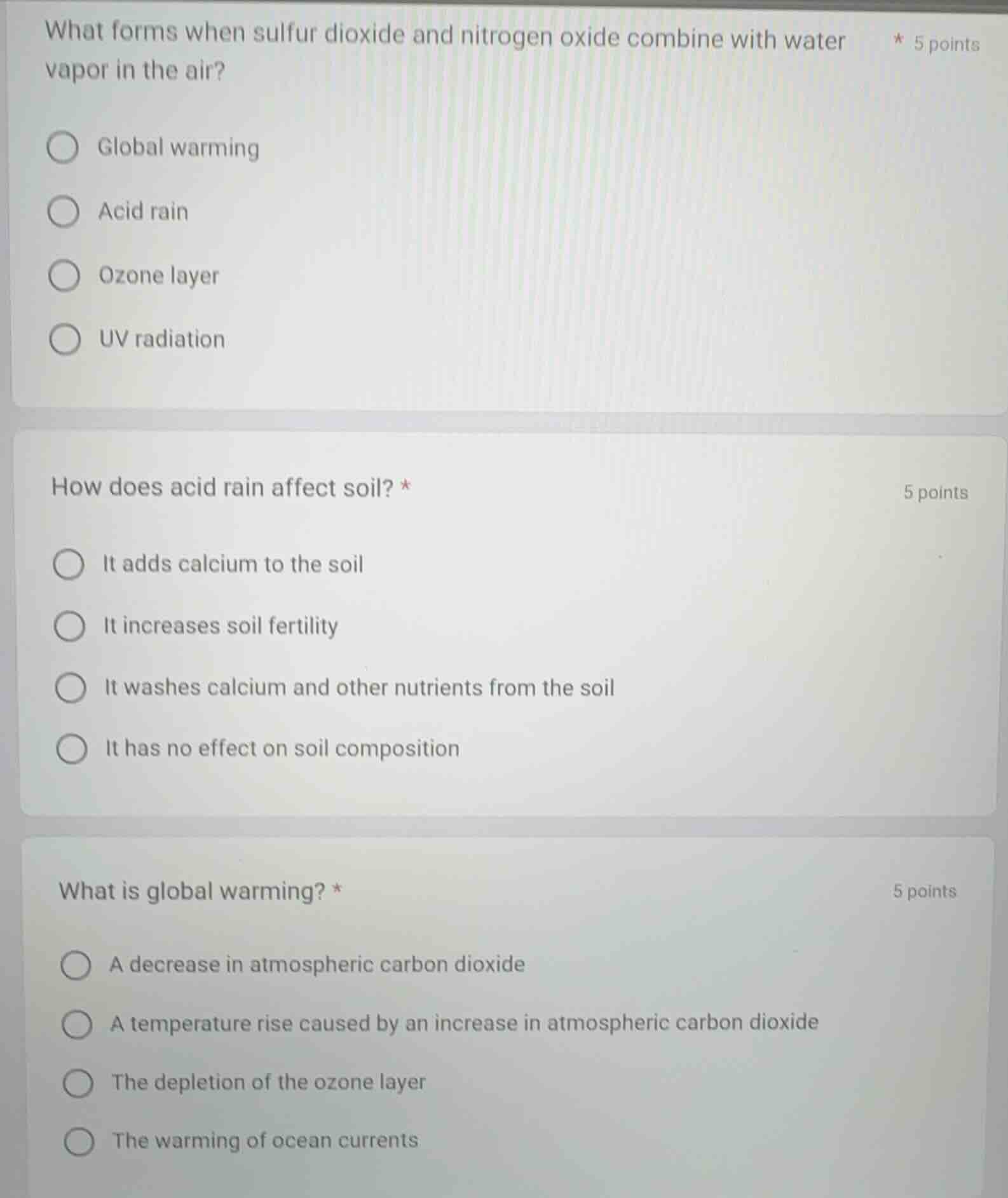 what forms when sulfur dioxide and nitrogen oxide combine with water va…