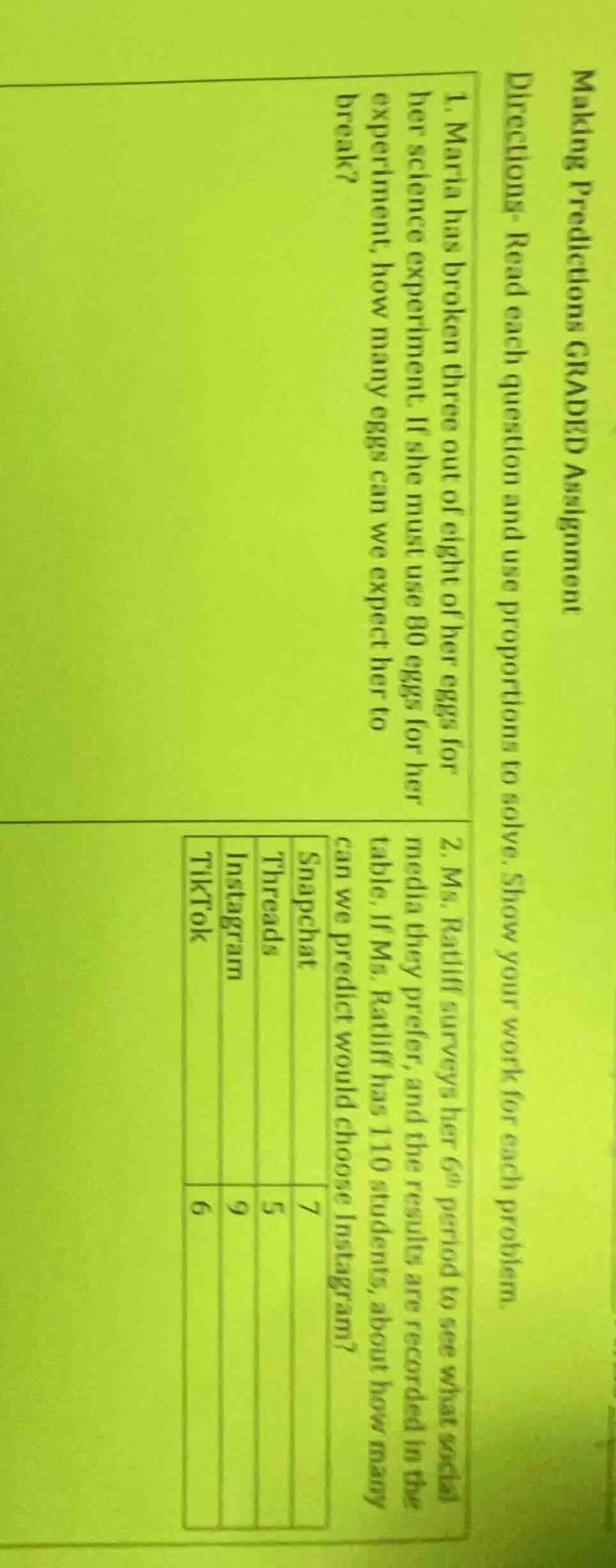 making predictions graded assignment directions- read each question and…