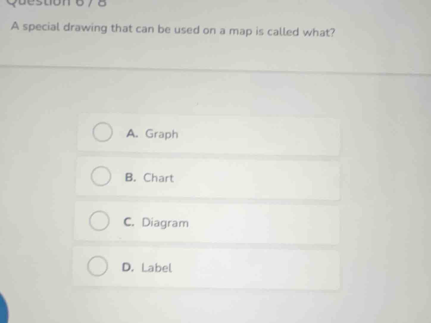 question 6/8 a special drawing that can be used on a map is called what…