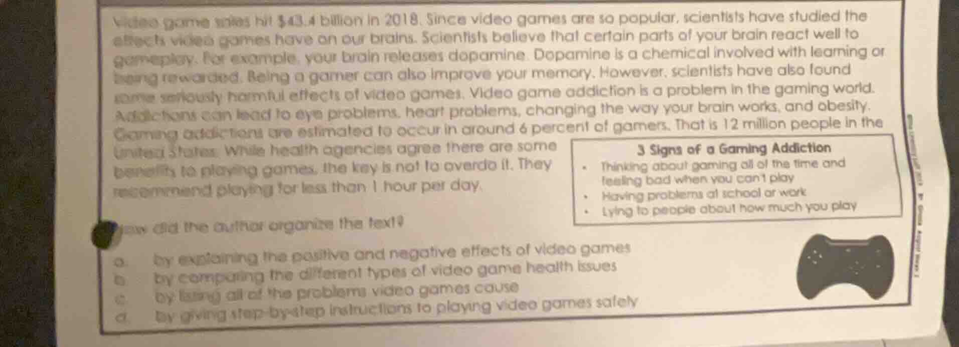 video game sales hit $43.4 billion in 2018. since video games are so po…