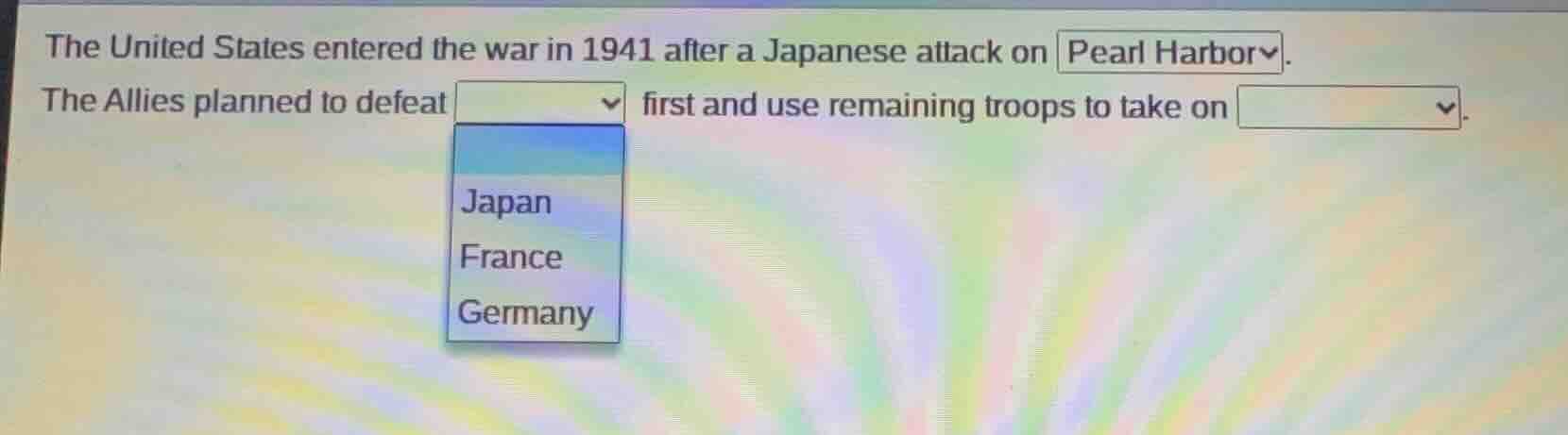 the united states entered the war in 1941 after a japanese attack on pe…