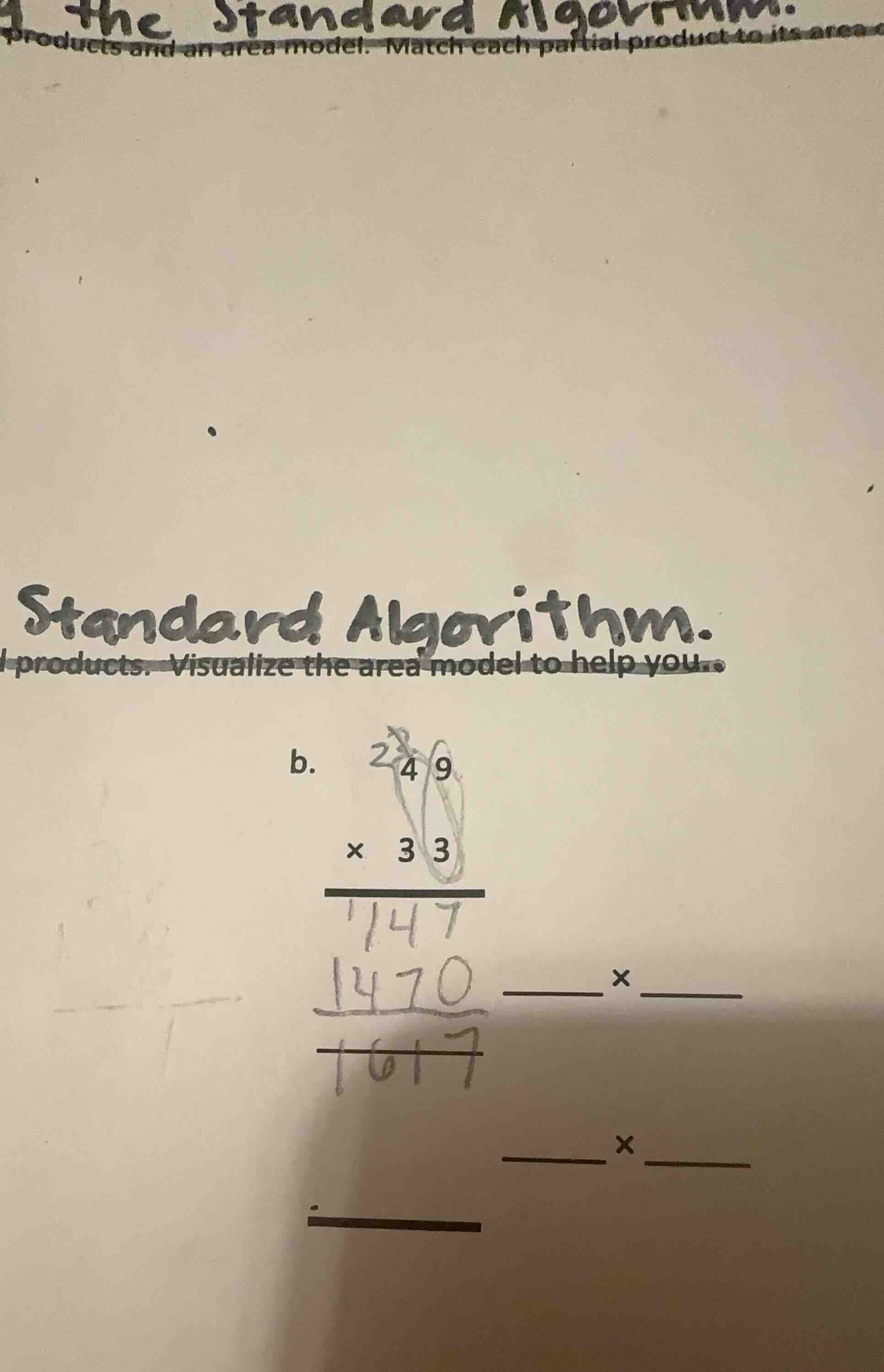 standard algorithm. products. visualize the area model to help you.. b.…