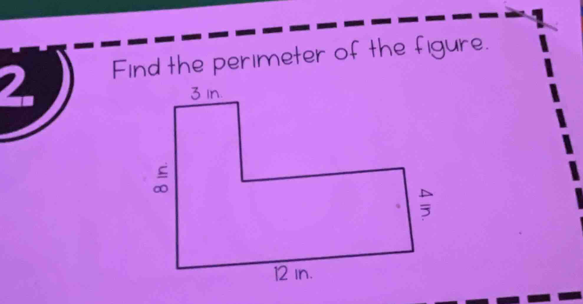 find the perimeter of the figure. (the figure has dimensions: 3 in., 8 …