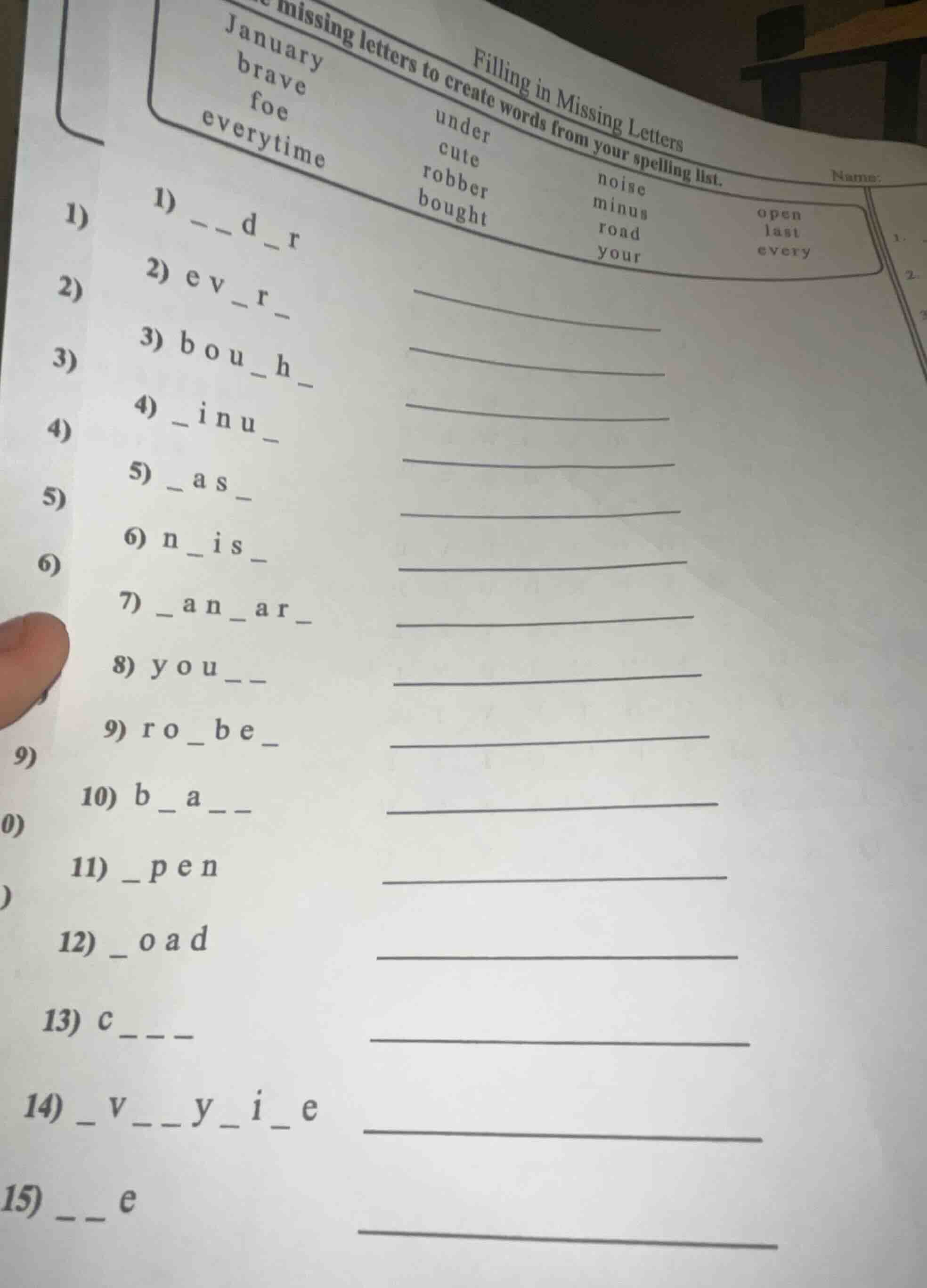 filling in missing letters missing letters to create words from your sp…
