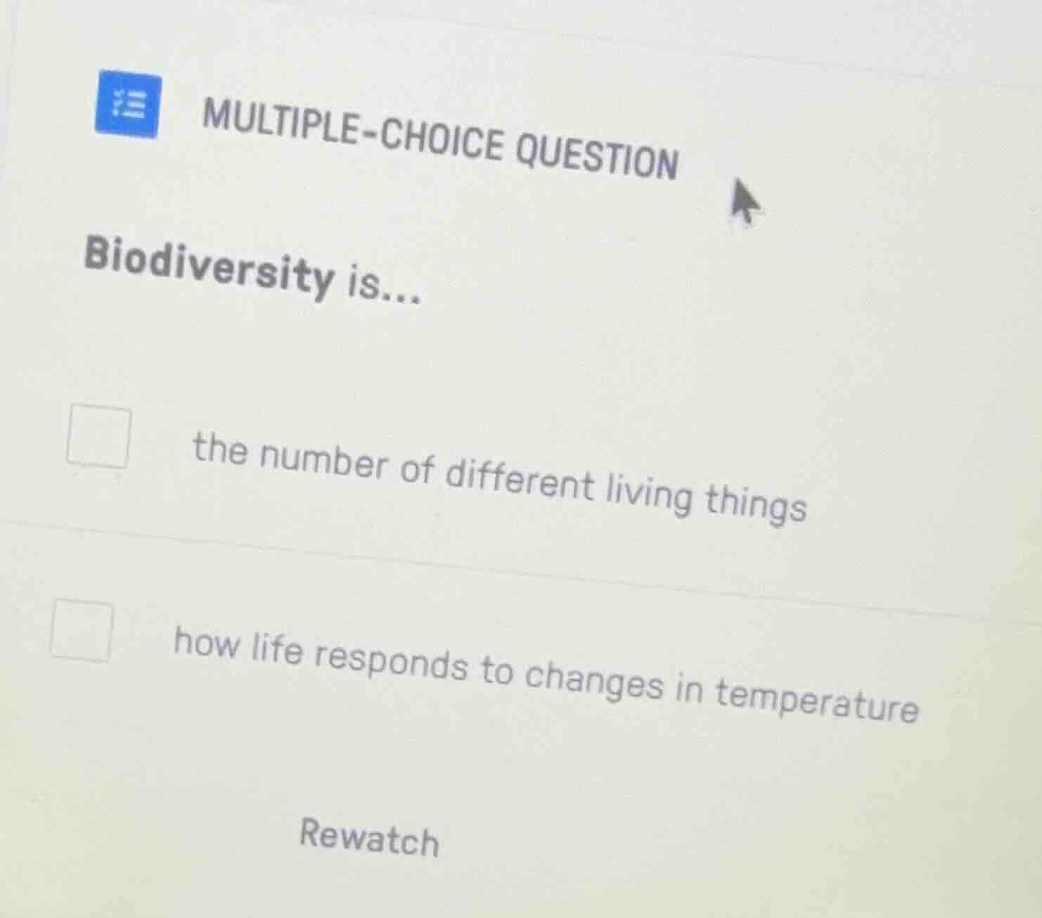 multiple-choice question biodiversity is... the number of different liv…