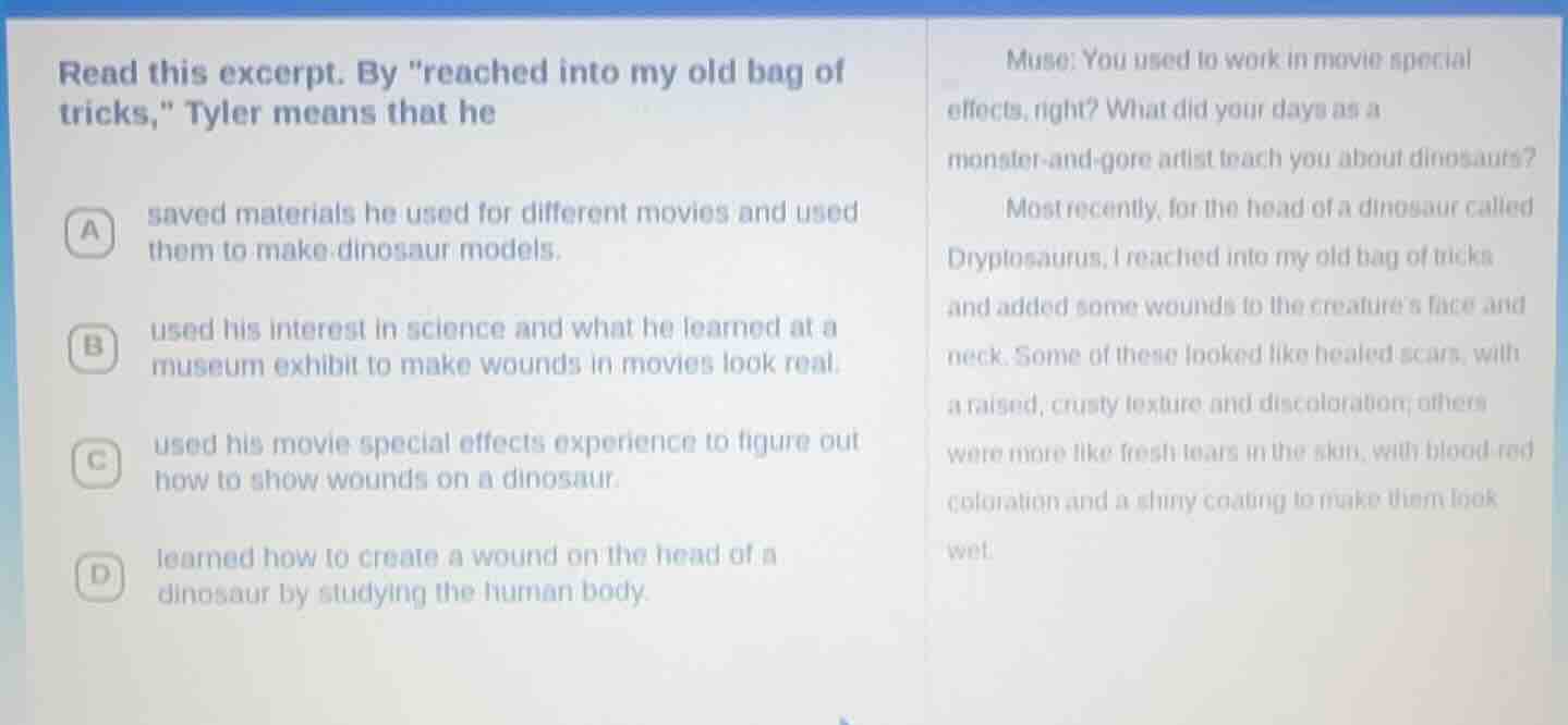 read this excerpt. by eached into my old bag of tricks,\ tyler means th…