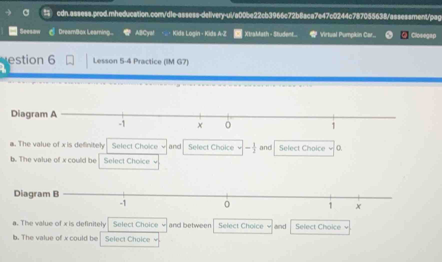 question 6 lesson 5-4 practice (im g7) diagram a -1 x 0 1 a. the value …