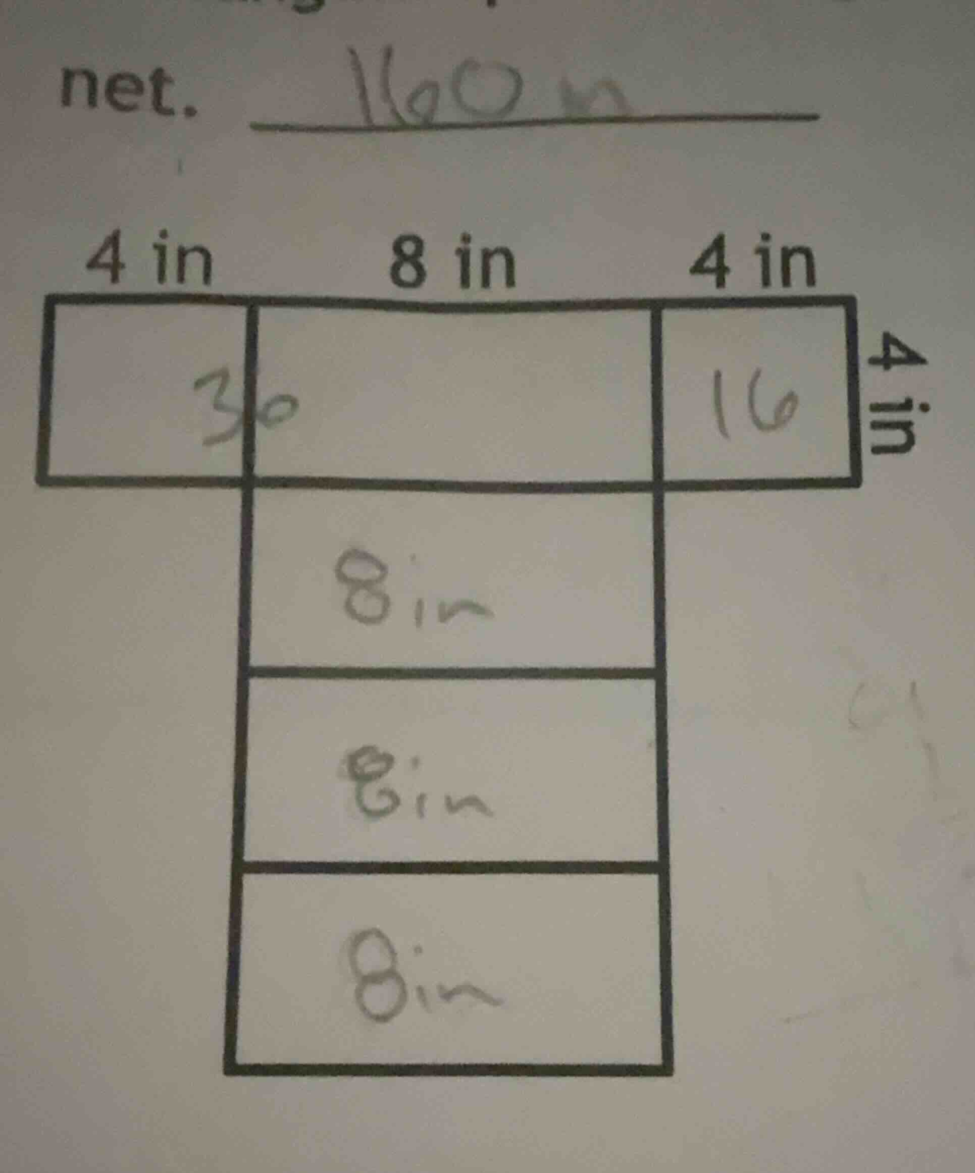 net. 4 in 8 in 4 in (figure with labeled lengths: 4 in, 8 in, 4 in, 4 i…