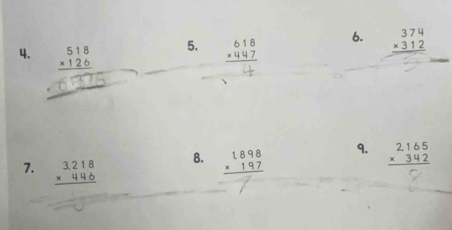 4. \\begin{array}{r} 518 \\\\ \\times 126 \\\\ \\hline \\end{array} 5. …
