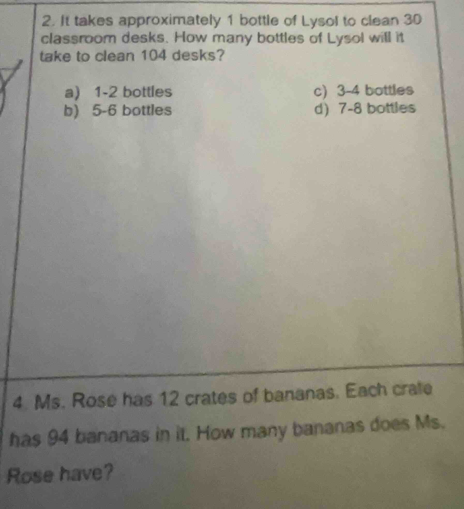 2. it takes approximately 1 bottle of lysol to clean 30 classroom desks…