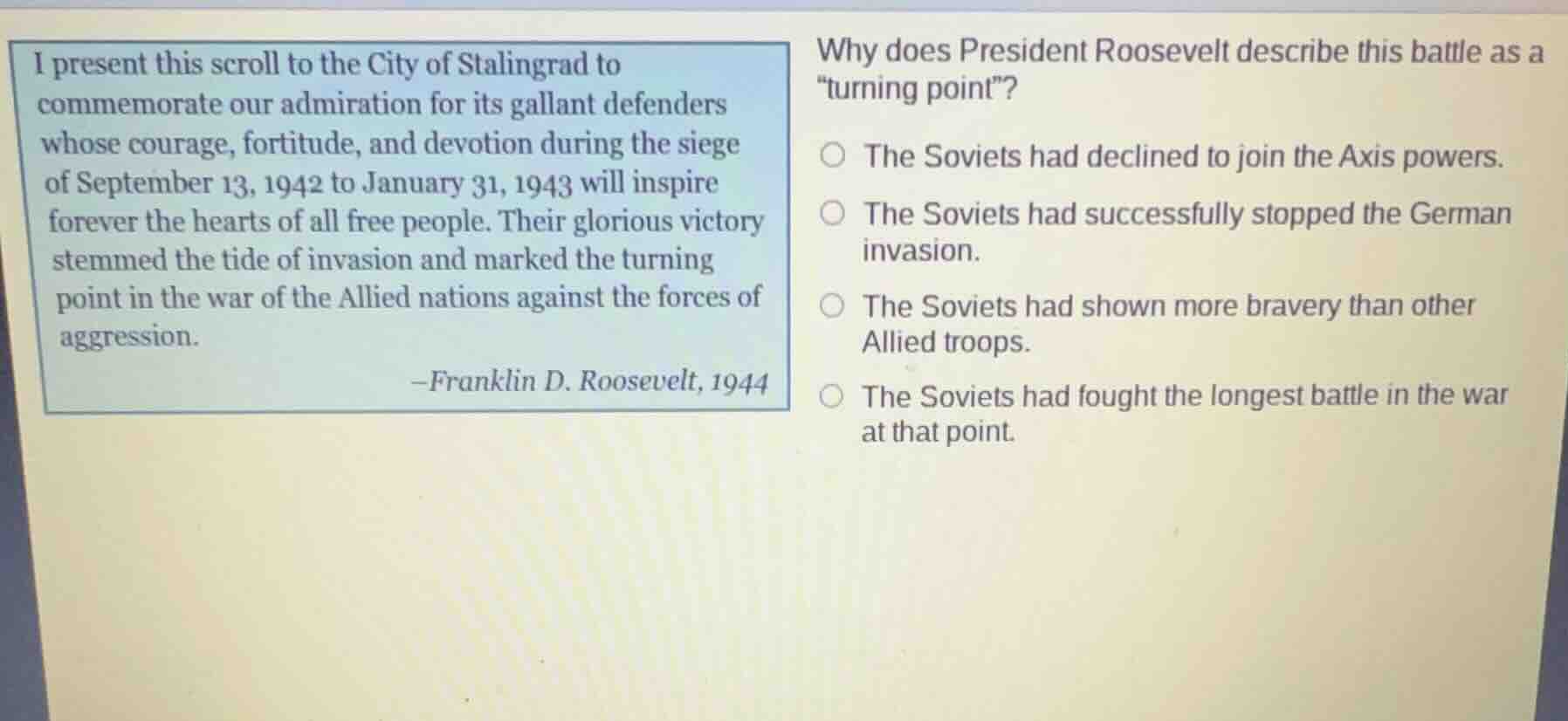 i present this scroll to the city of stalingrad to commemorate our admi…