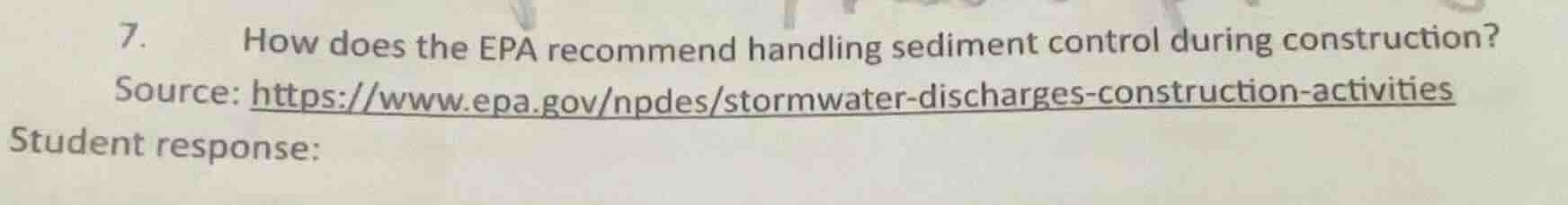 7. how does the epa recommend handling sediment control during construc…
