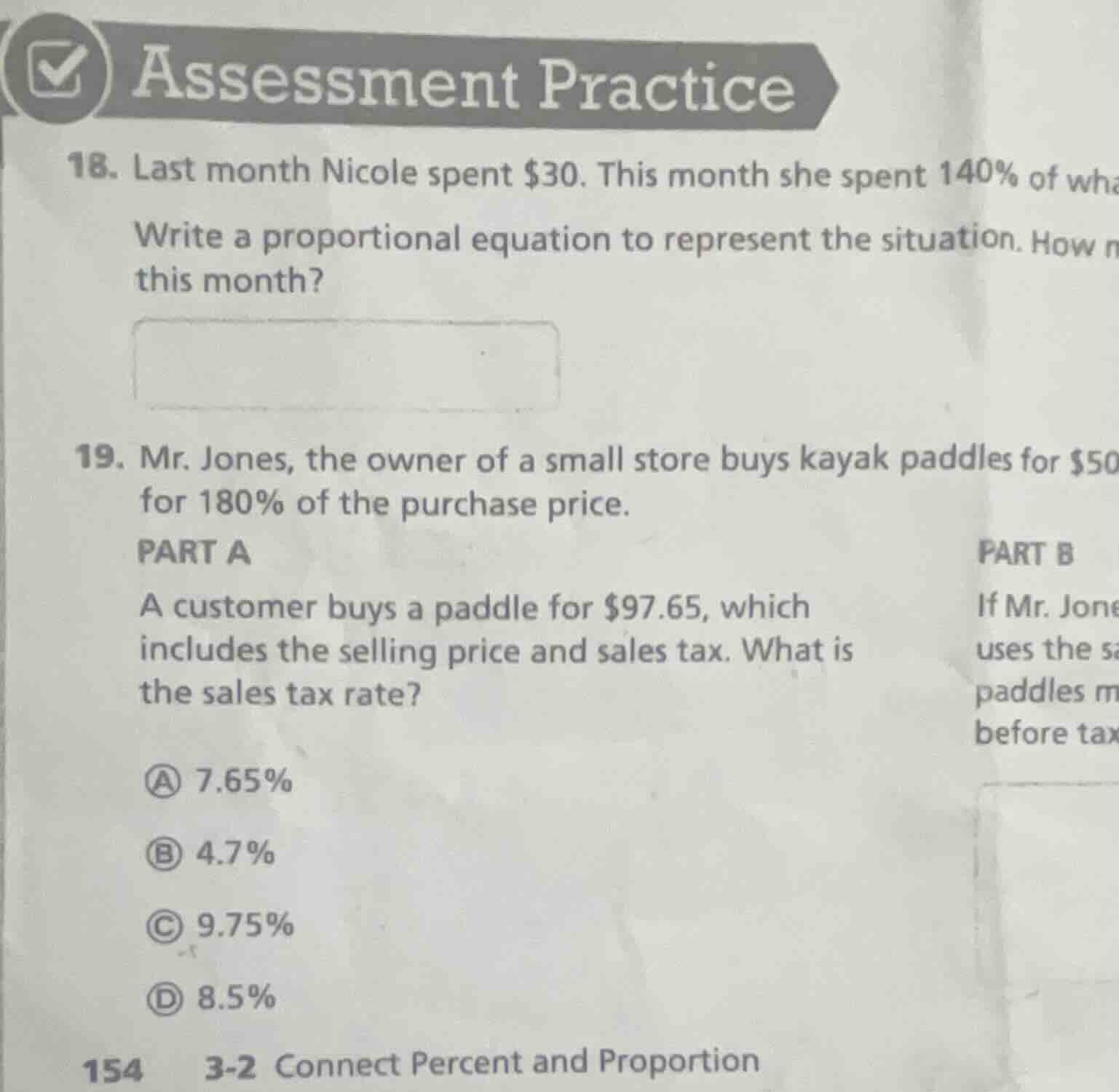 assessment practice 18. last month nicole spent $30. this month she spe…