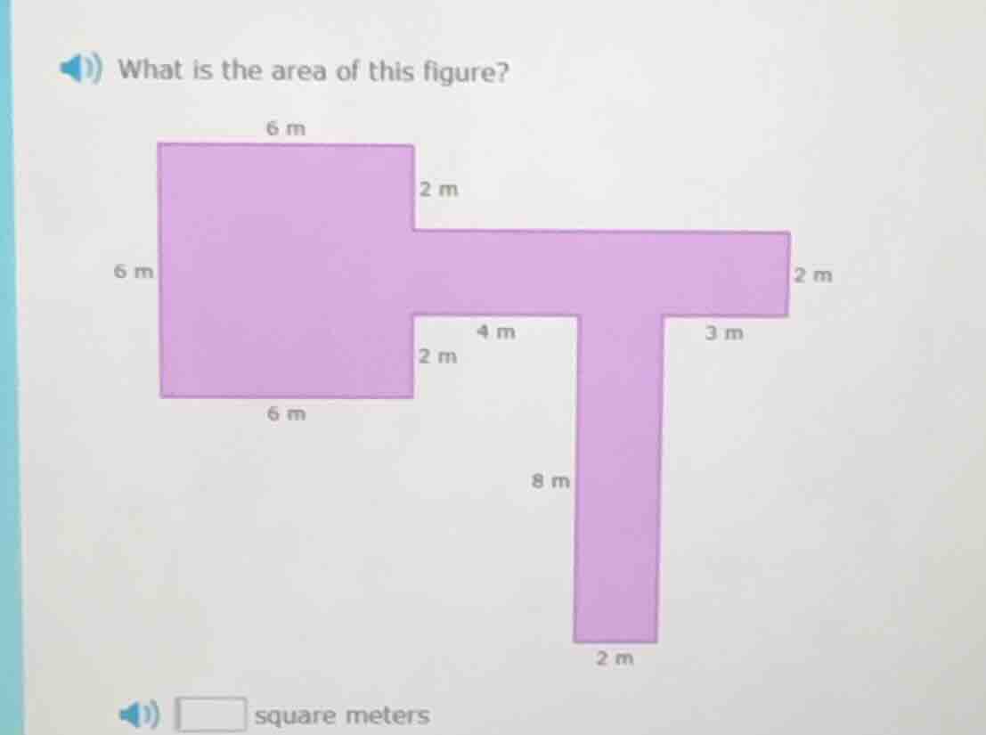 what is the area of this figure? figure with dimensions: left square 6m…