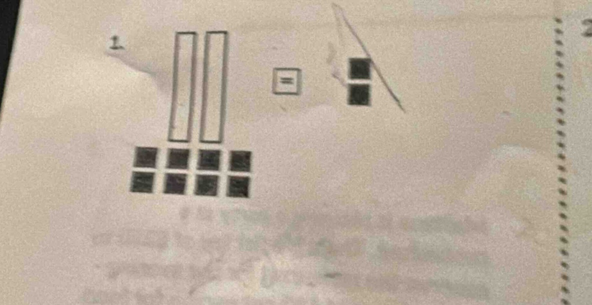 1. image content: two vertical rectangles, an equal sign, two black squ…