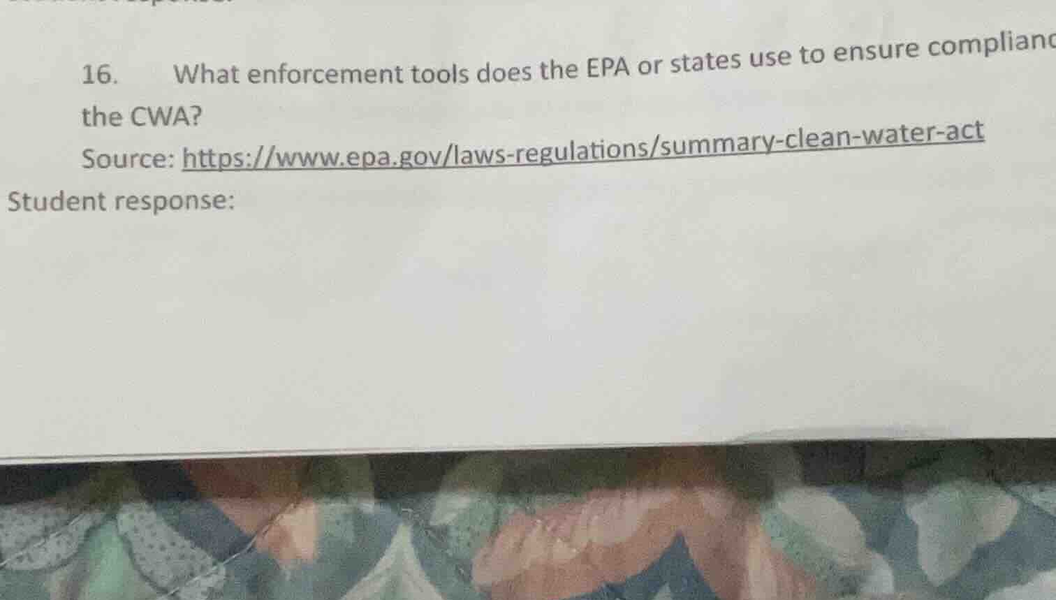 16. what enforcement tools does the epa or states use to ensure complia…