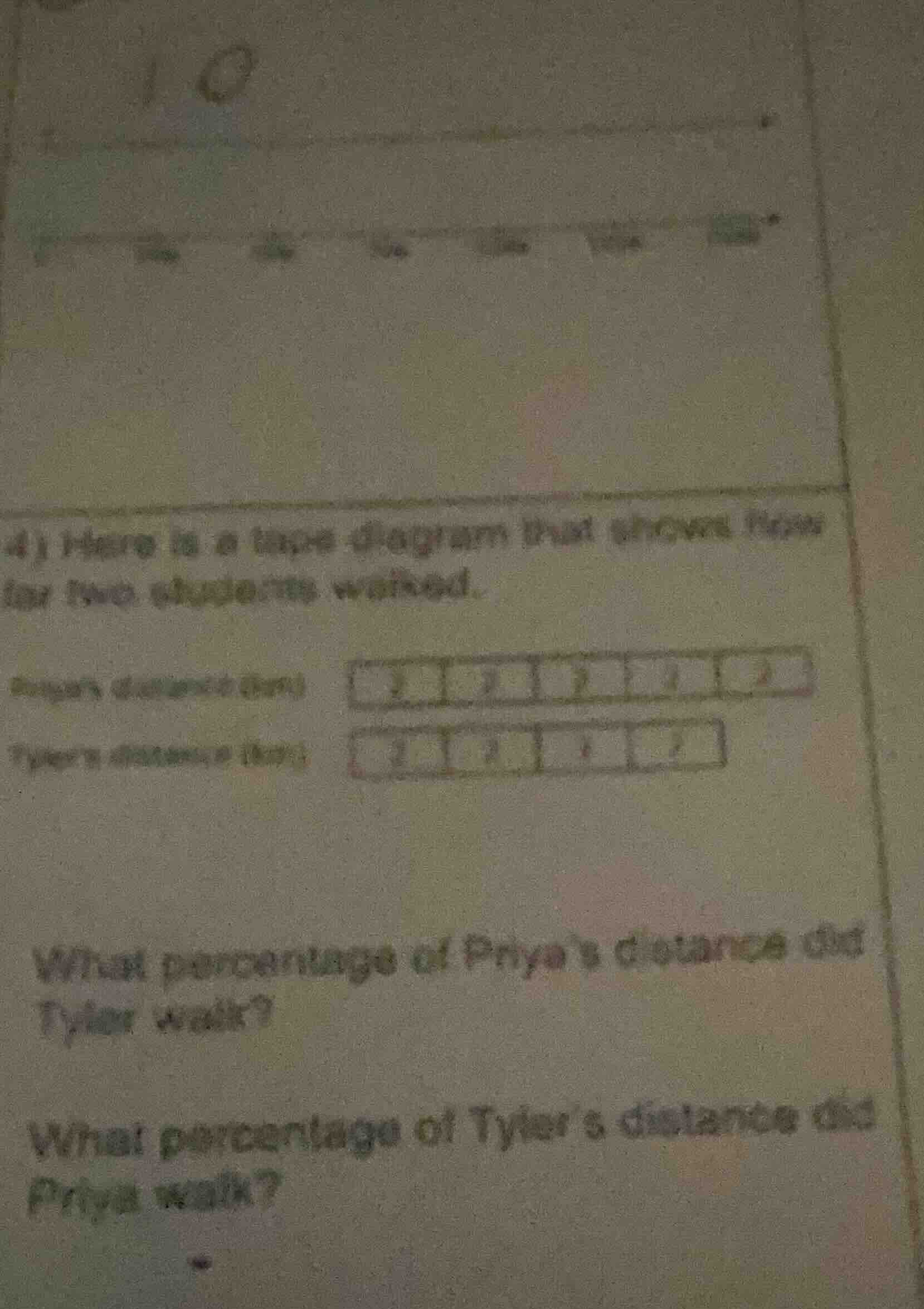 4) here is a tape diagram that shows how far two students walked. priya…