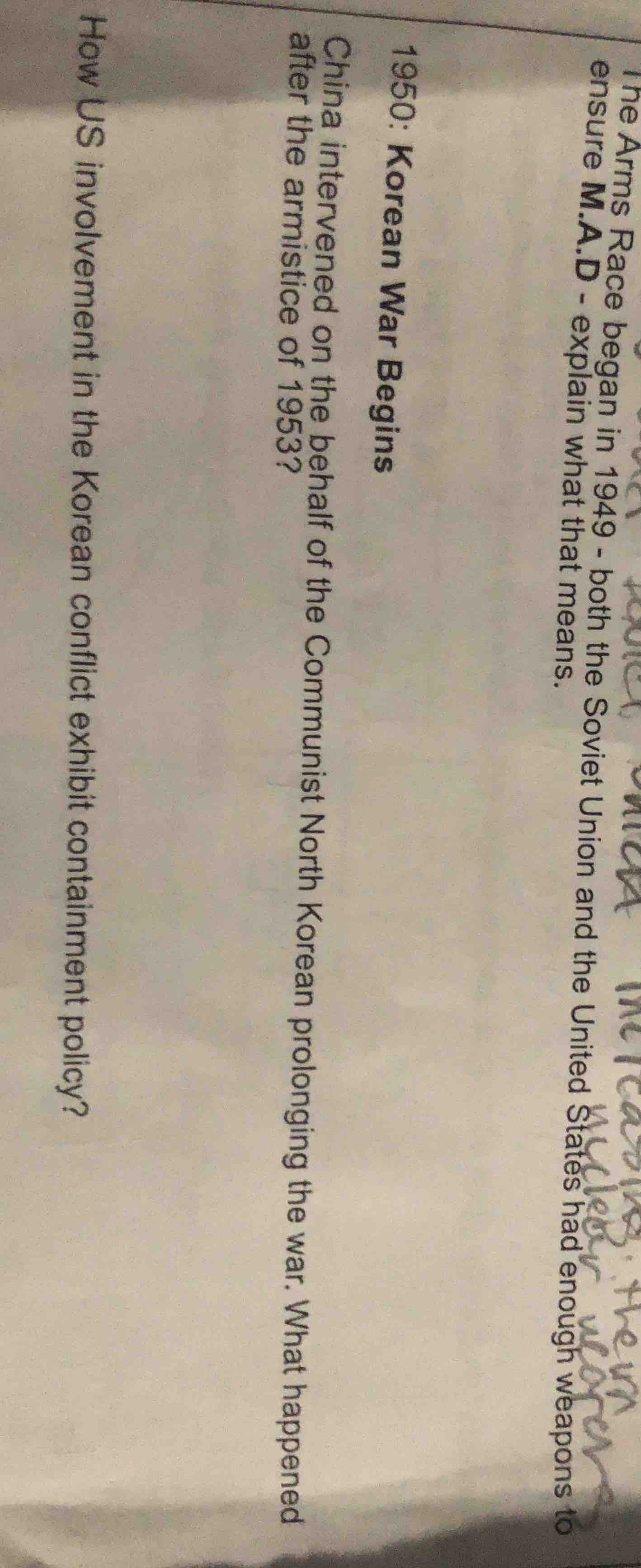 1950: korean war begins china intervened on the behalf of the communist…