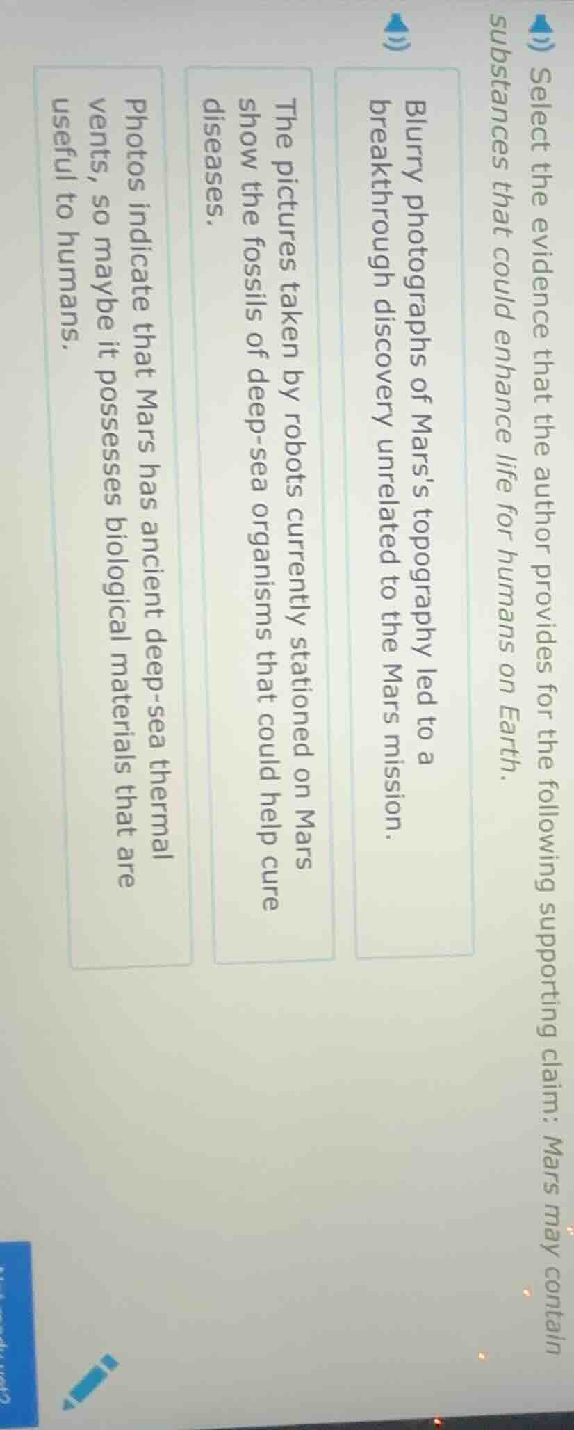 select the evidence that the author provides for the following supporti…