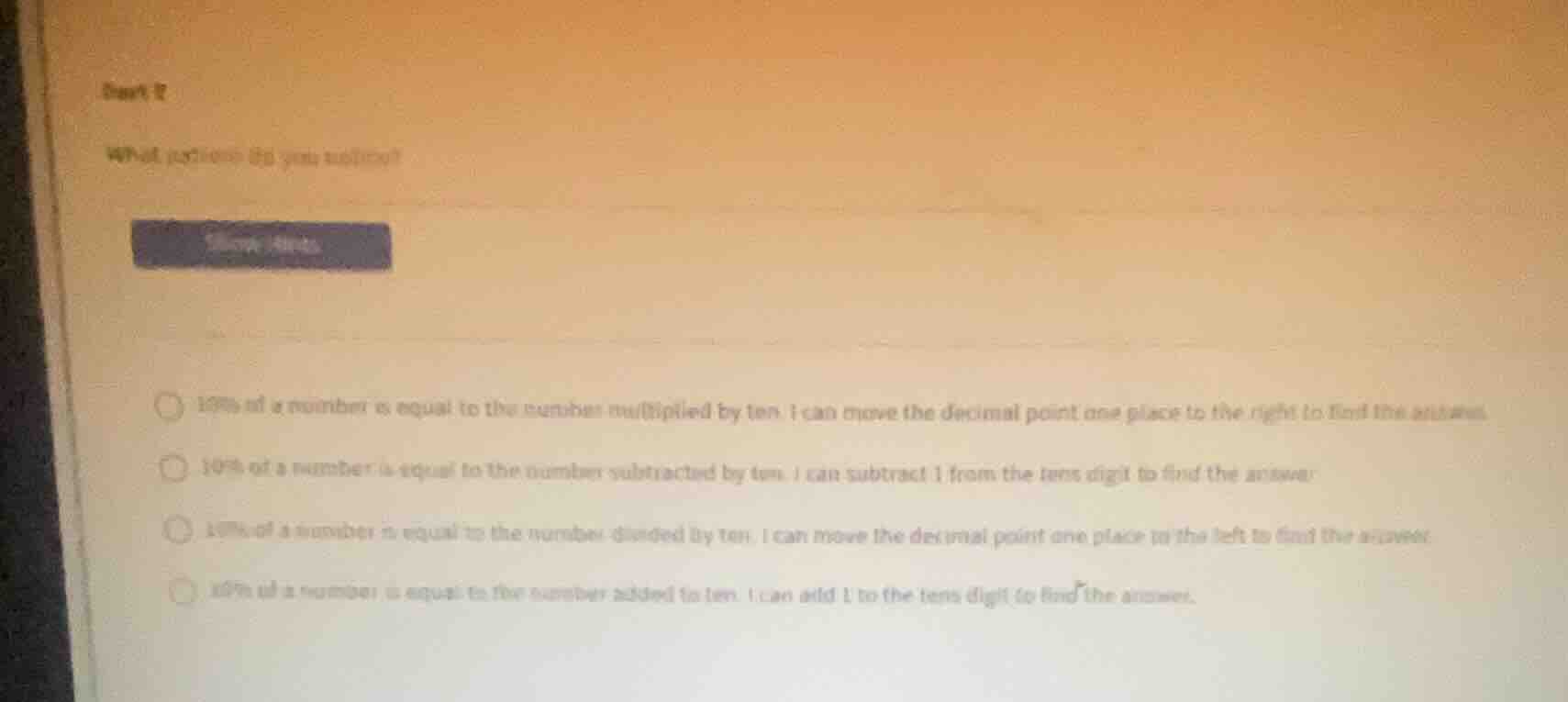 part 2 what portion do you utilize? show hints 10% of a number is equal…