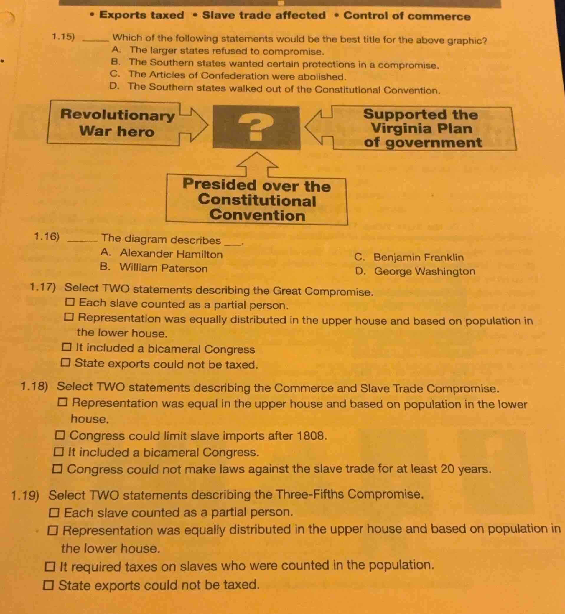 • exports taxed • slave trade affected • control of commerce 1.15) ____…