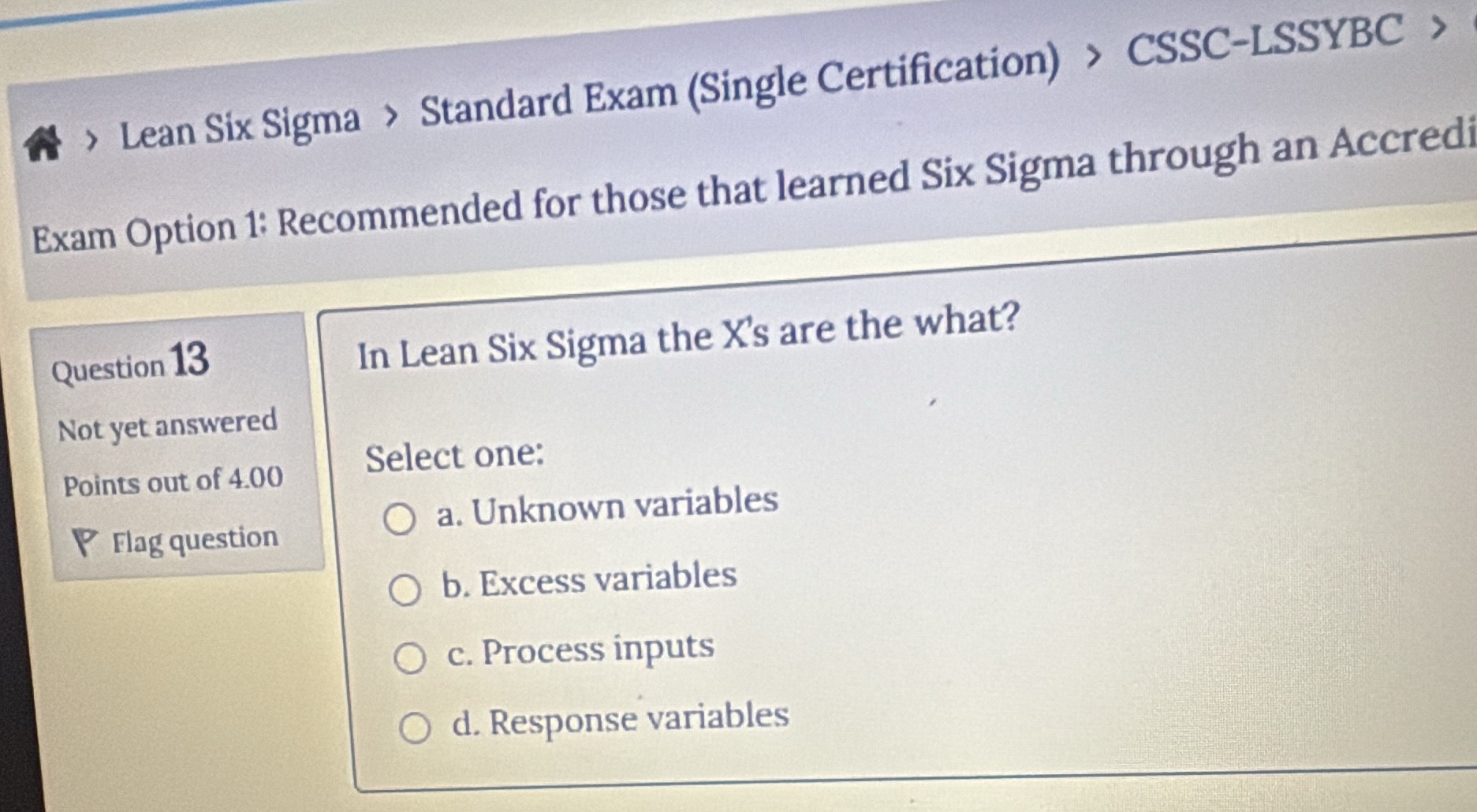 exam option 1: recommended for those that learned six sigma through an …