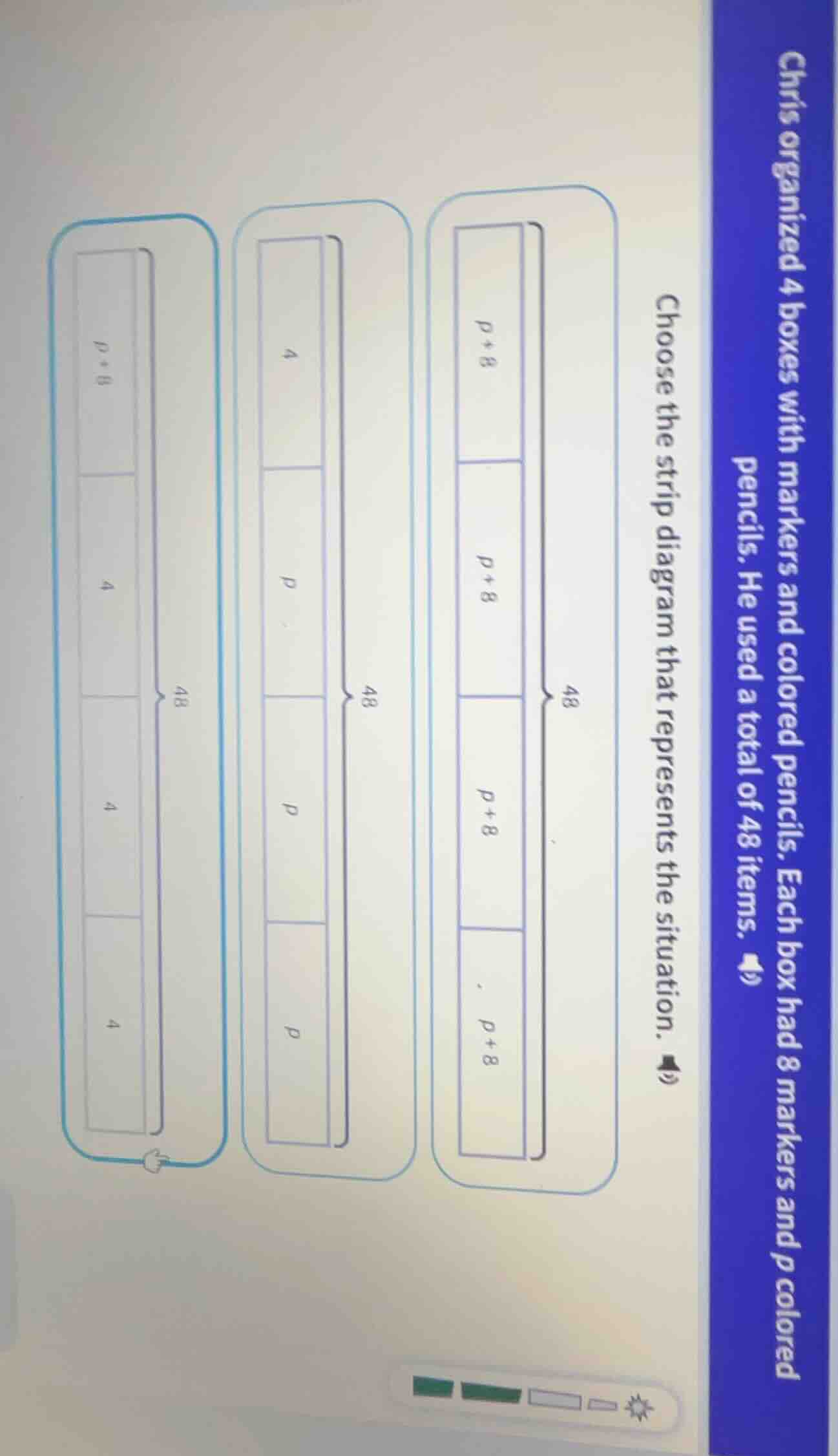 chris organized 4 boxes with markers and colored pencils. each box had …