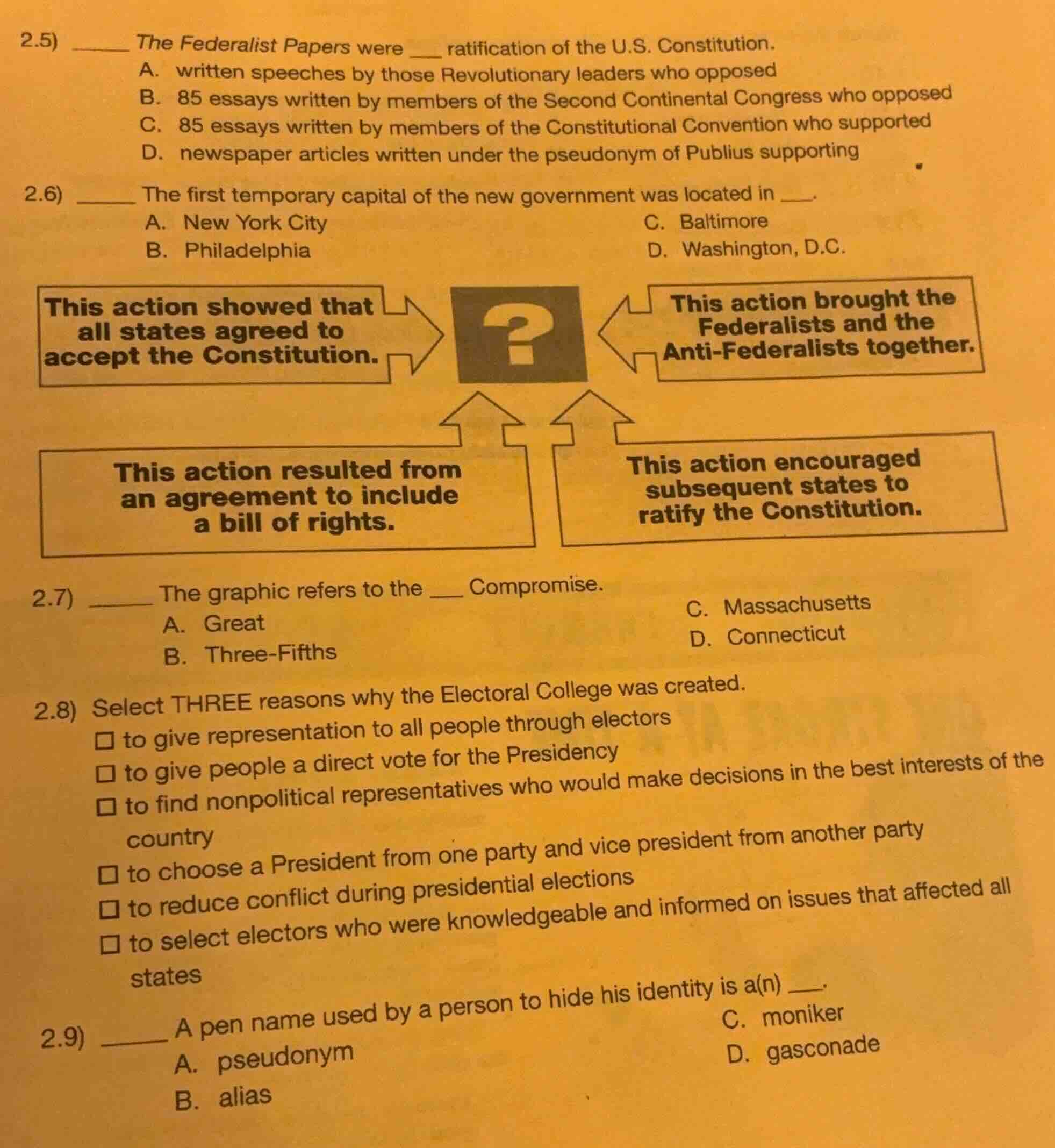 2.5) ______ the federalist papers were ___ ratification of the u.s. con…