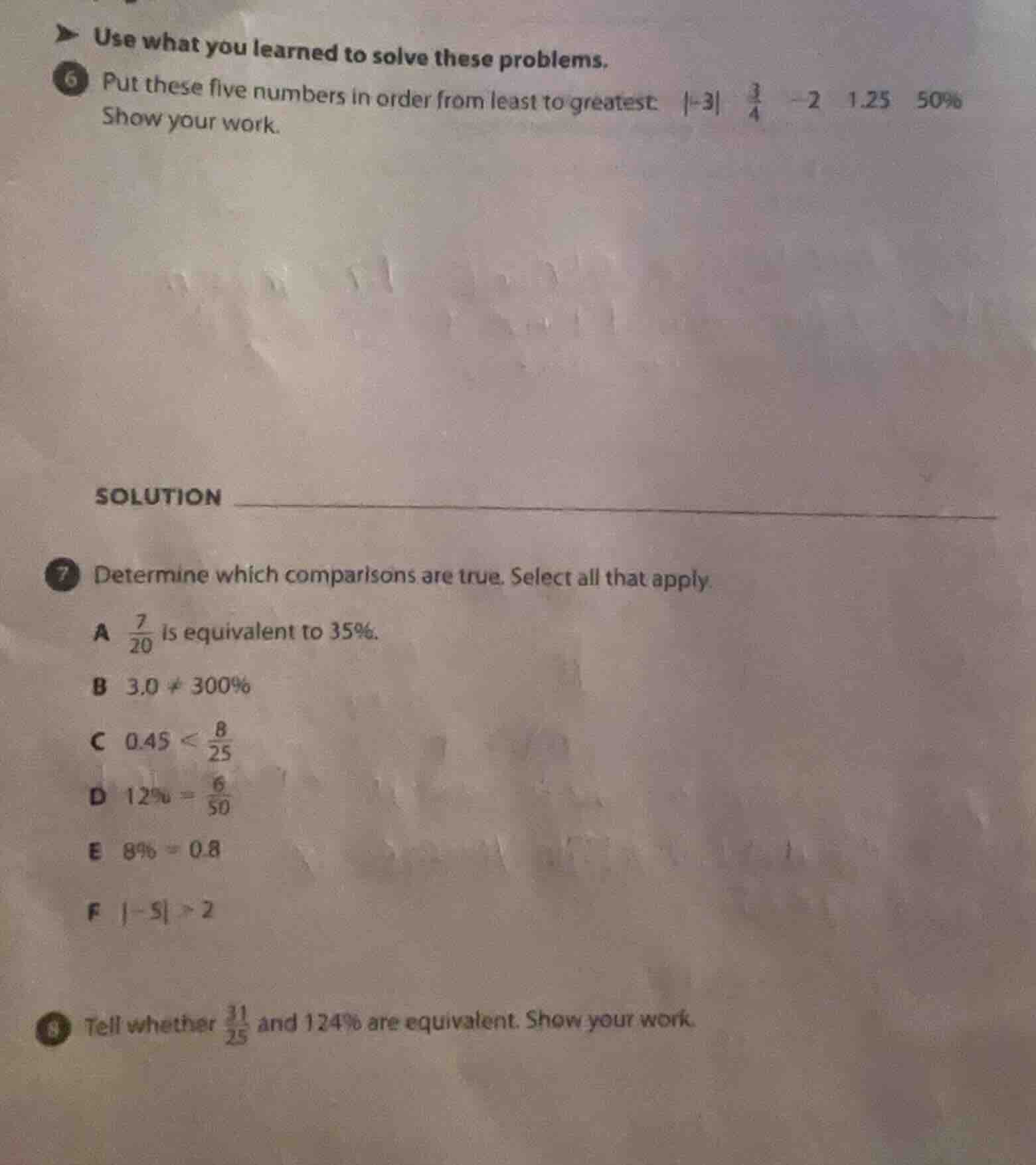 use what you learned to solve these problems. 6 put these five numbers …