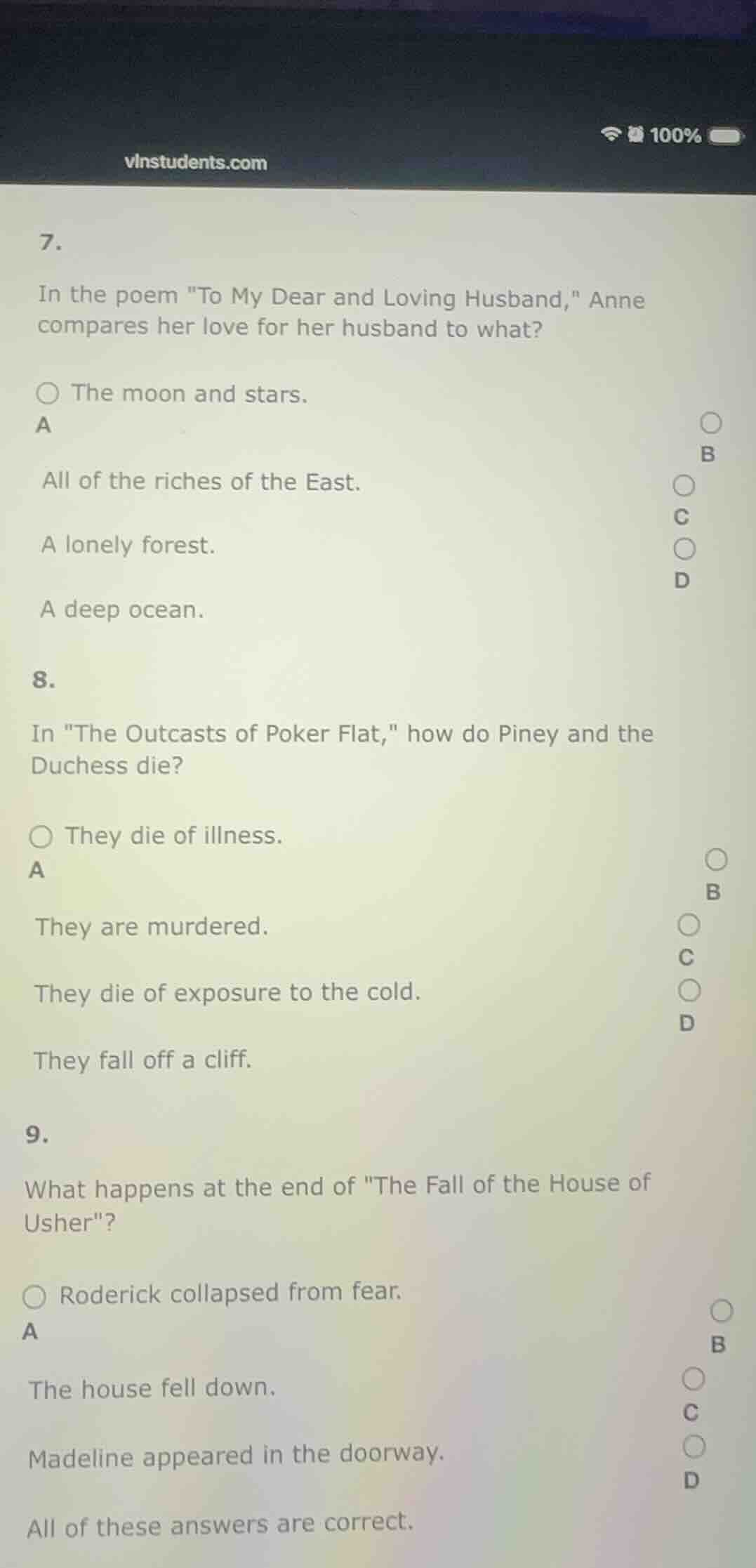 7. in the poem \to my dear and loving husband,\ anne compares her love …