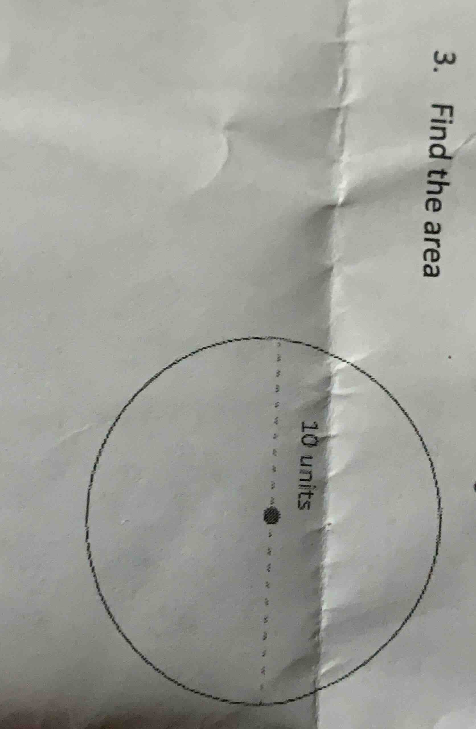 3. find the area 10 units