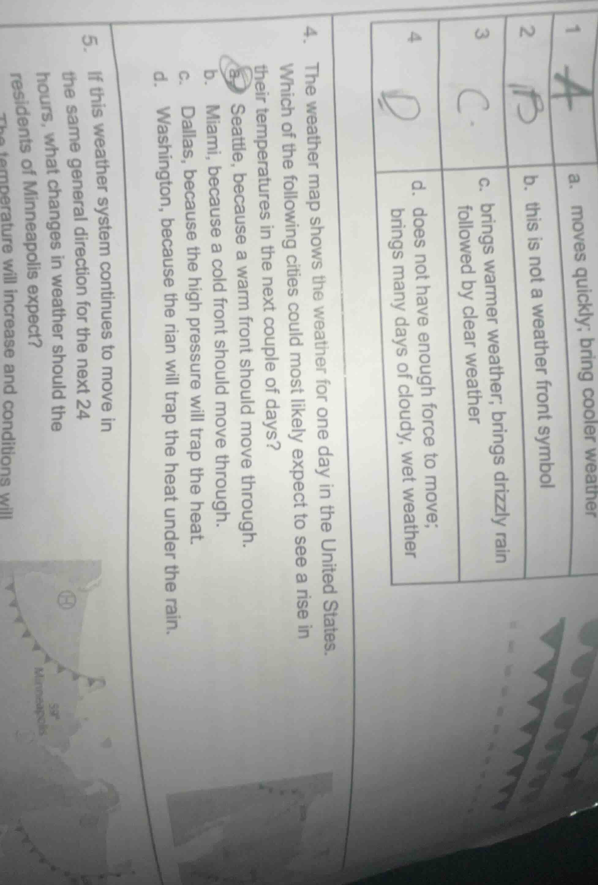 4. the weather map shows the weather for one day in the united states. …