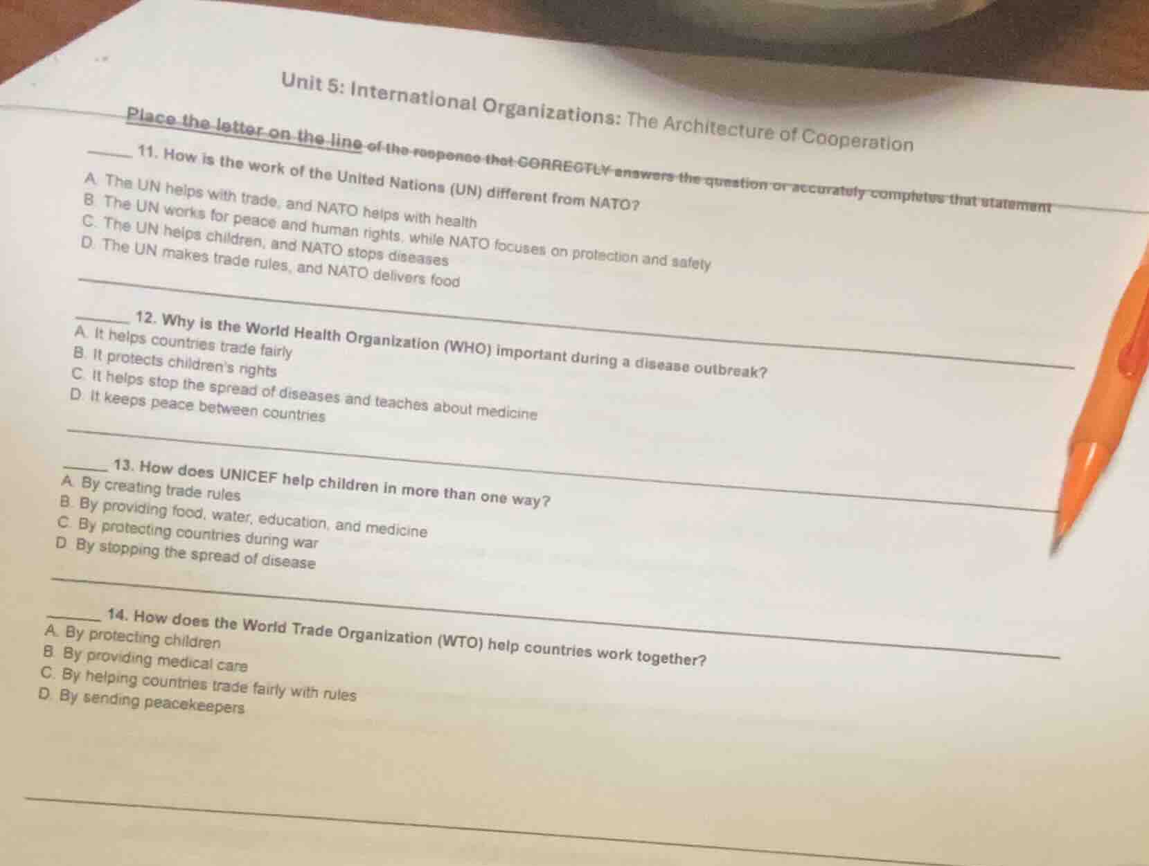 unit 5: international organizations: the architecture of cooperation pl…