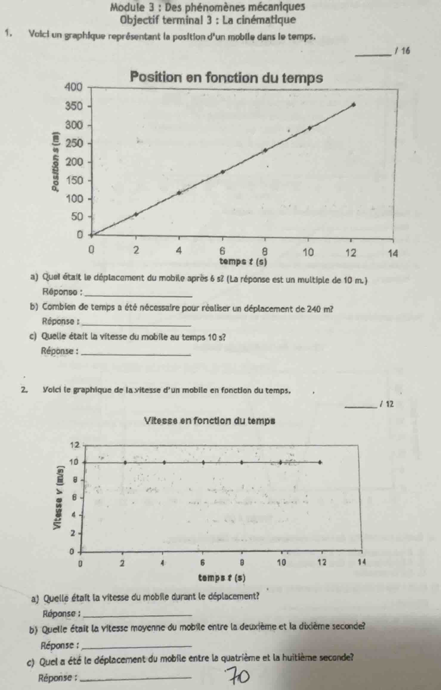 module 3 : des phénomènes mécaniques objectif terminal 3 : la cinématiq…