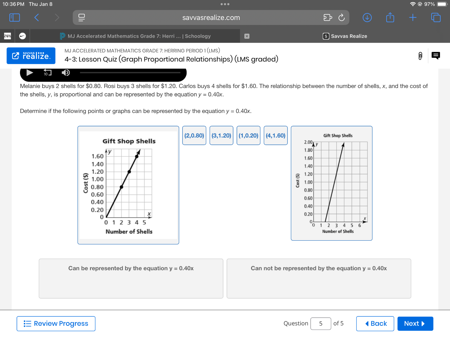 melanie buys 2 shells for $0.80. rosi buys 3 shells for $1.20. carlos b…