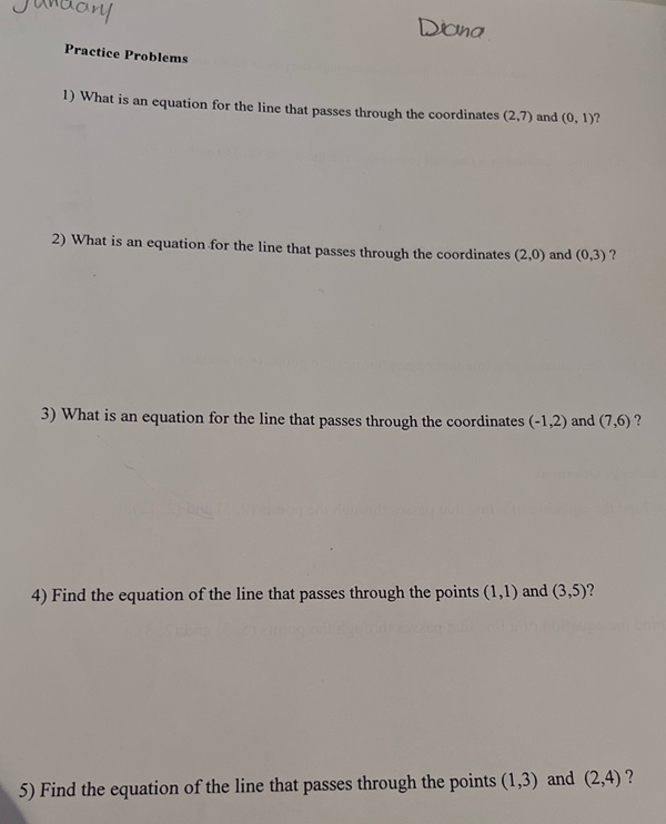 practice problems 1) what is an equation for the line that passes throu…