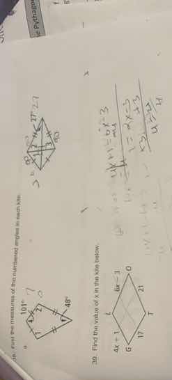 4th. find the measure of the unlabeled angles in each item a 30. find t…