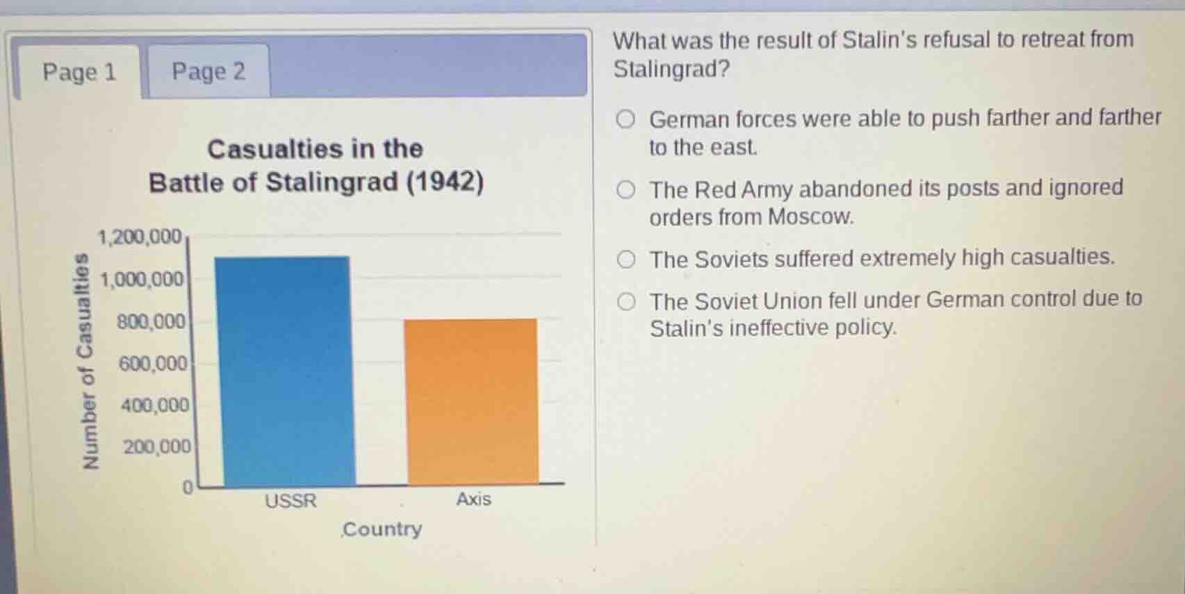 page 1 page 2 casualties in the battle of stalingrad (1942) what was th…