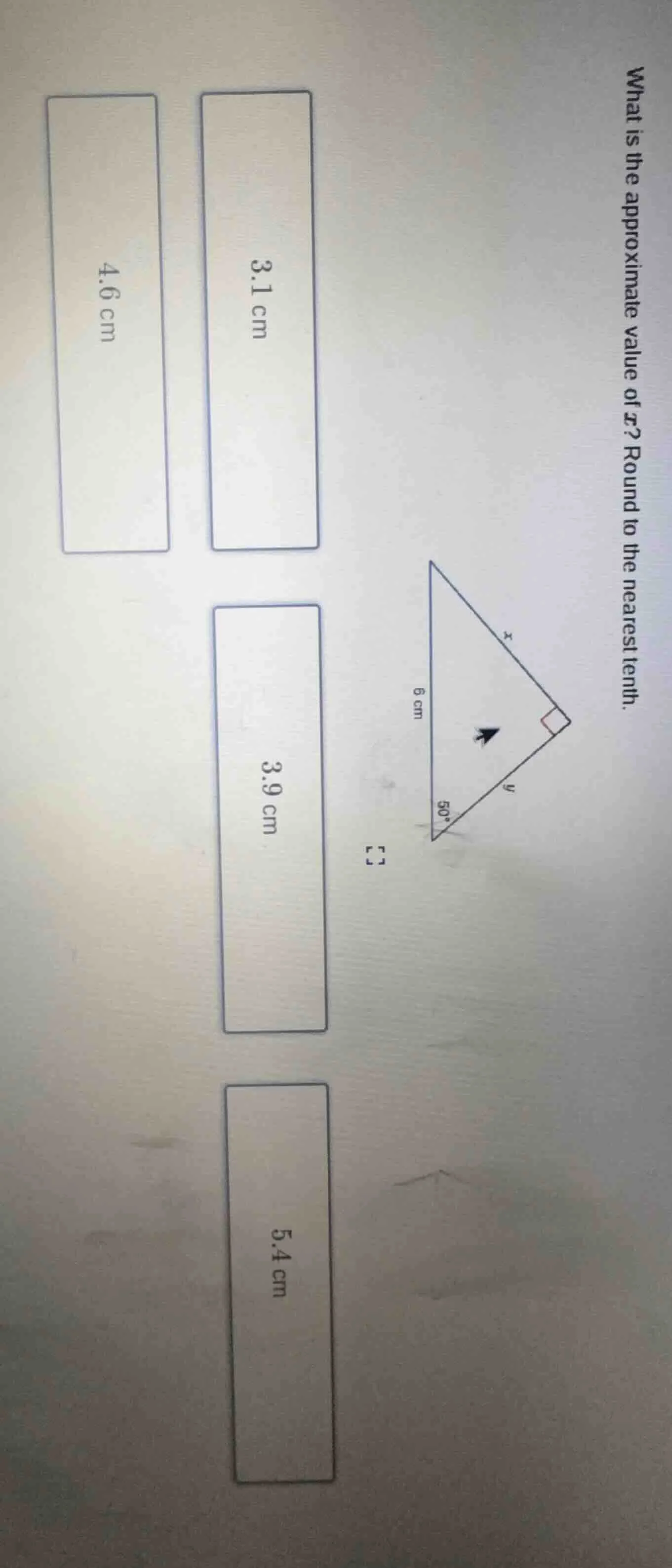 what is the approximate value of x? round to the nearest tenth. triangl…
