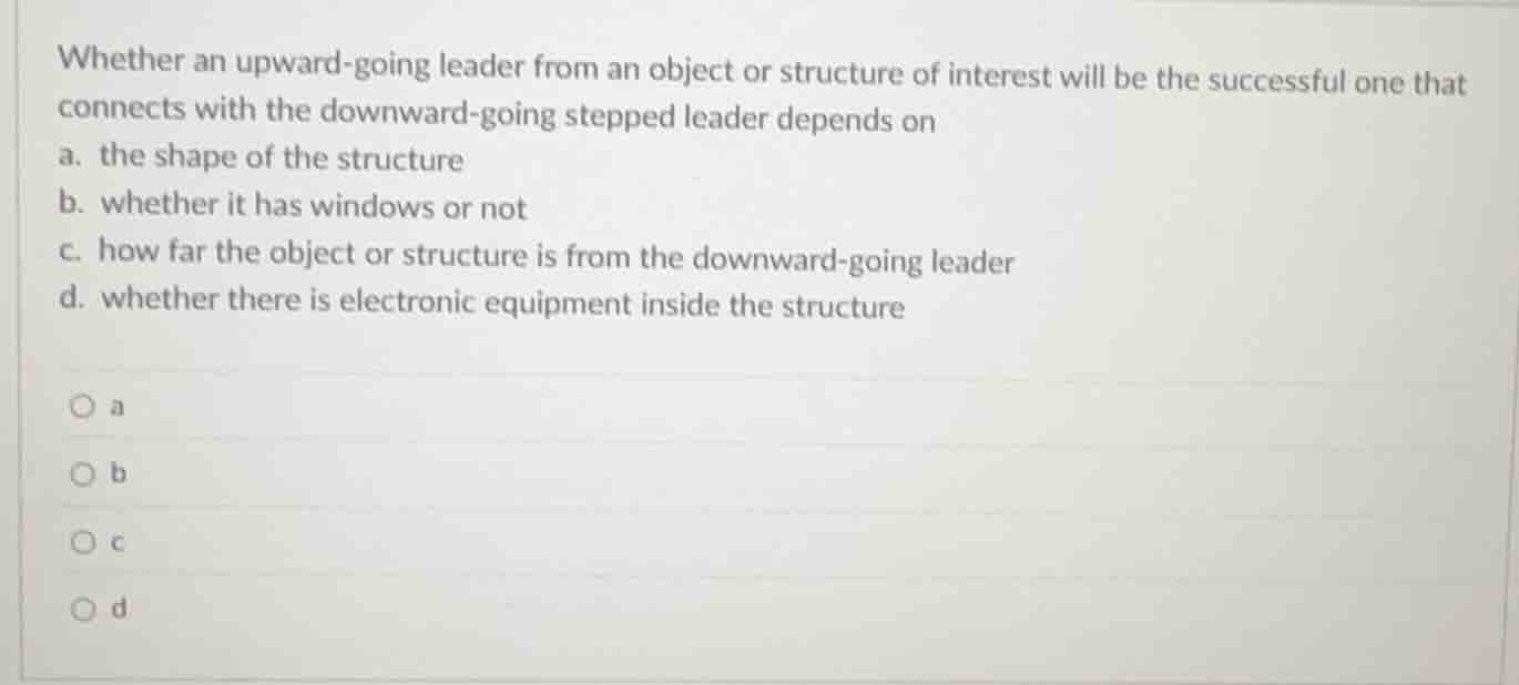 whether an upward - going leader from an object or structure of interes…
