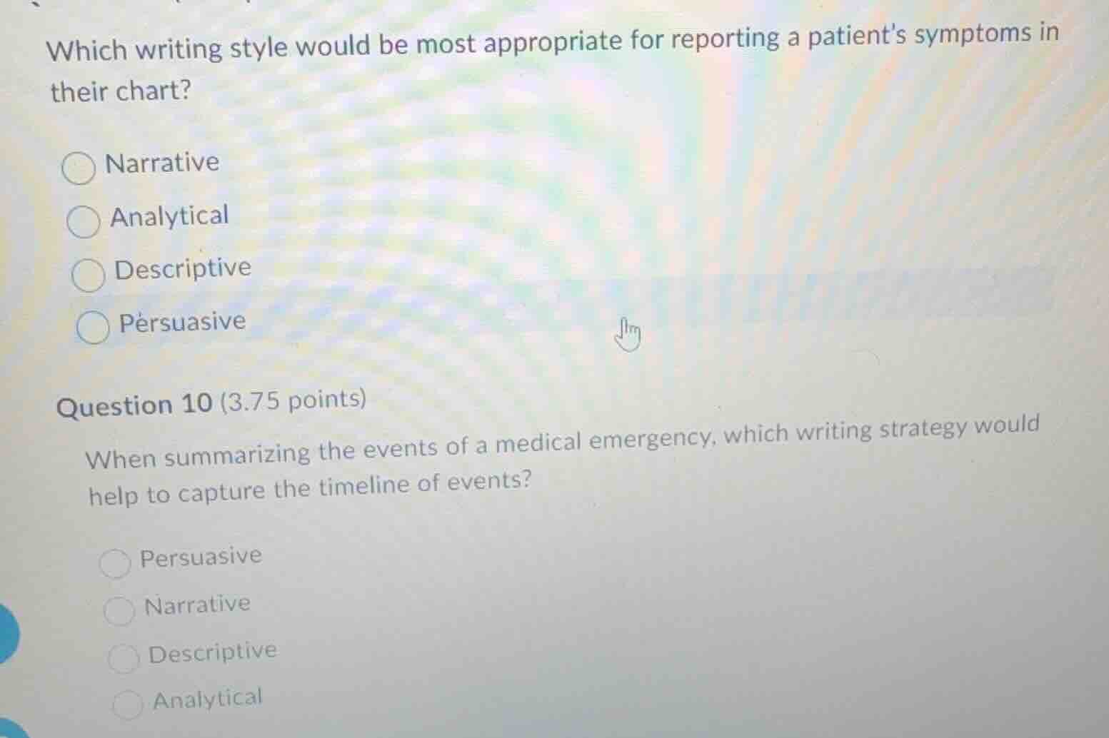 which writing style would be most appropriate for reporting a patients …